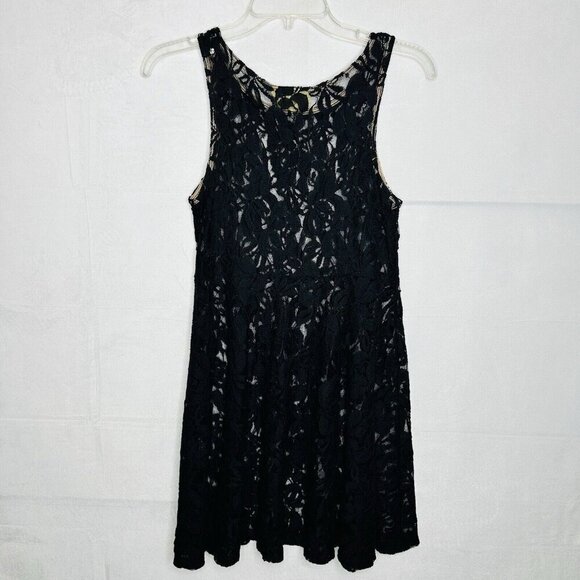 Free People Black Sleeveless Lace Overlay A-Line Slip Dress Womens Size XS - Picture 5 of 7